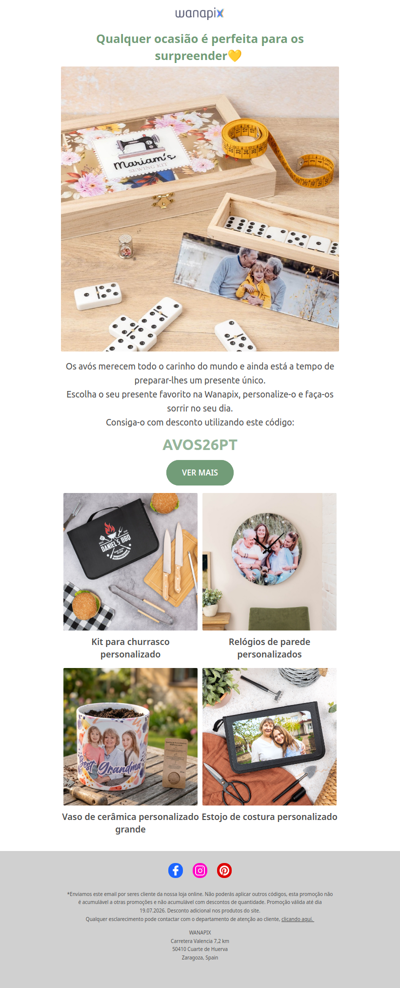 Última oportunidade para surpreender os avós no seu dia 🎁