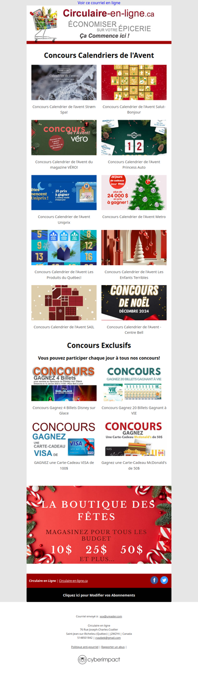 Concours Calendriers de l'Avent