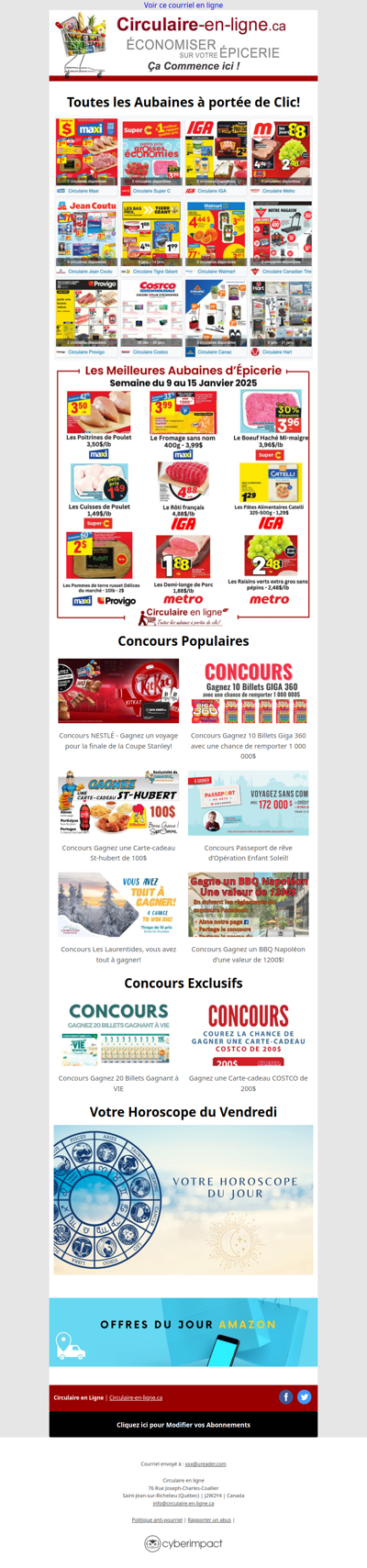 Costco - Walmart - Canac - Canadian Tire - Tigre Géant - Hart - Jean Coutu