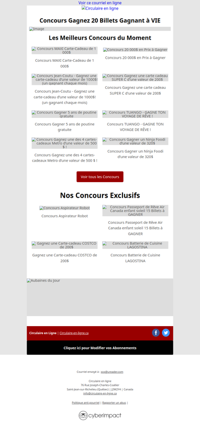 Concours Gagnez 20 Billets Gagnant à VIE🏆