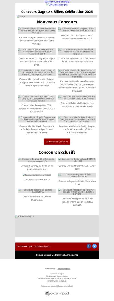 Concours Gagnez 4 Billets Célébration 2026🤩