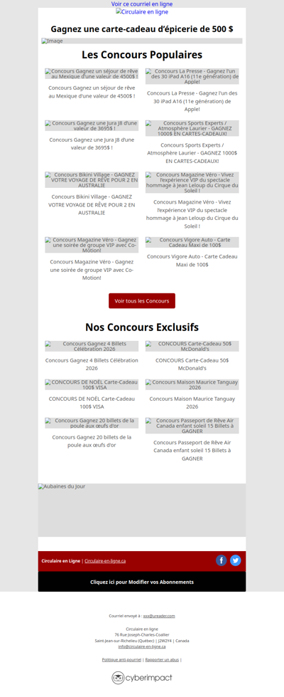 Gagnez une carte-cadeau d’épicerie de 500$🏆