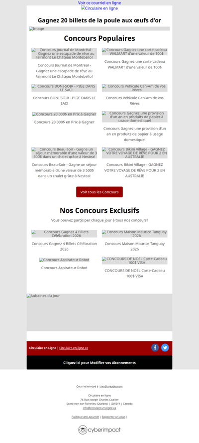 Concours Gagnez 20 billets de la Poule aux œufs d'or🏆