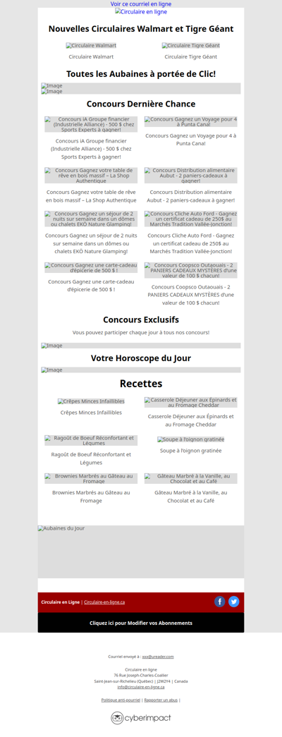 Nouvelles Circulaires Walmart et Tigre Géant