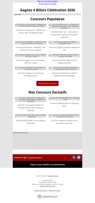 Concours Gagnez 4 Billets Célébration 2026🤩