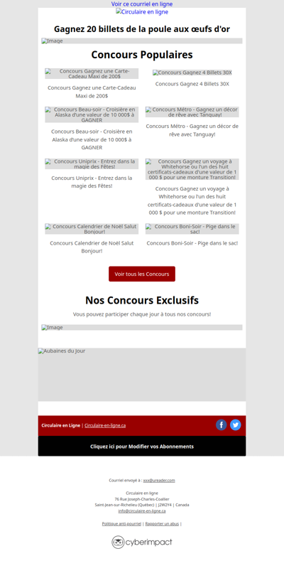 Concours Gagnez 20 billets de la Poule aux œufs d'or🏆