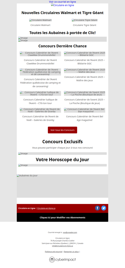 Nouvelles Circulaires Walmart et Tigre Géant