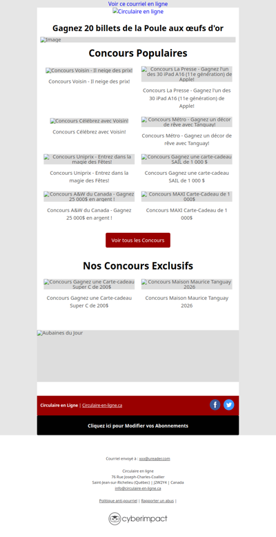 Concours Gagnez 20 billets de la Poule aux œufs d'or🏆