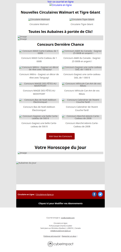 Nouvelles Circulaires Walmart et Tigre Géant