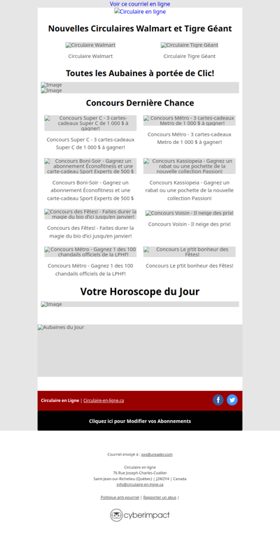 Nouvelles Circulaires Walmart et Tigre Géant