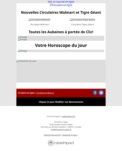 Nouvelles Circulaires Walmart et Tigre Géant
