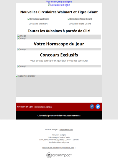 Nouvelles Circulaires Walmart et Tigre Géant