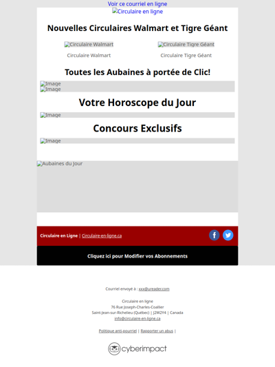 Nouvelles Circulaires Walmart et Tigre Géant