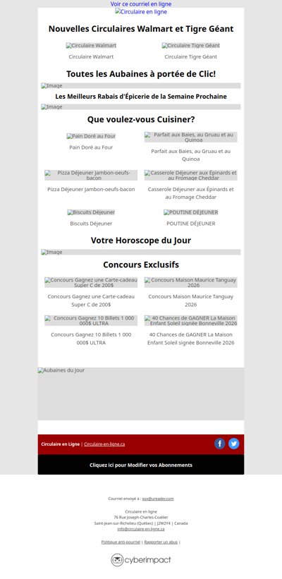 Nouvelles Circulaires Walmart et Tigre Géant