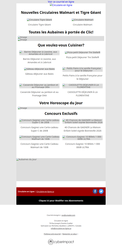 Nouvelles Circulaires Walmart et Tigre Géant