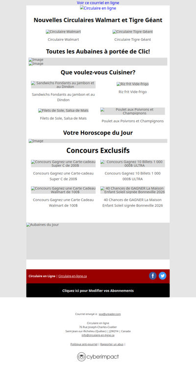Nouvelles Circulaires Walmart et Tigre Géant