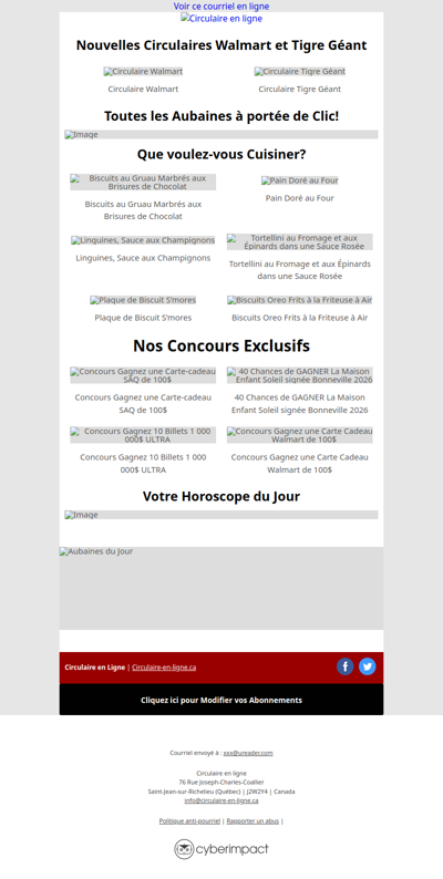 Nouvelles Circulaires Walmart et Tigre Géant