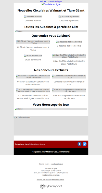 Nouvelles Circulaires Walmart et Tigre Géant