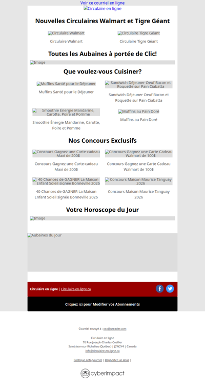 Nouvelles Circulaires Walmart et Tigre Géant