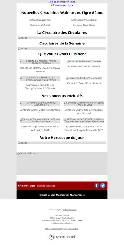 Nouvelles Circulaires Walmart et Tigre Géant