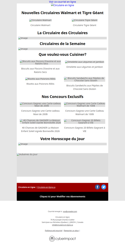 Nouvelles Circulaires Walmart et Tigre Géant