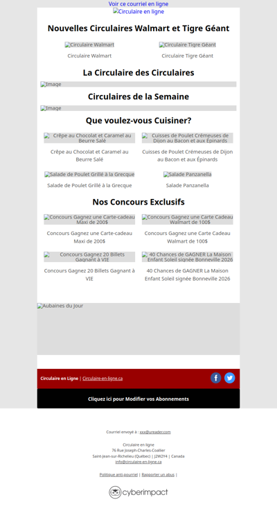 Nouvelles Circulaires Walmart et Tigre Géant