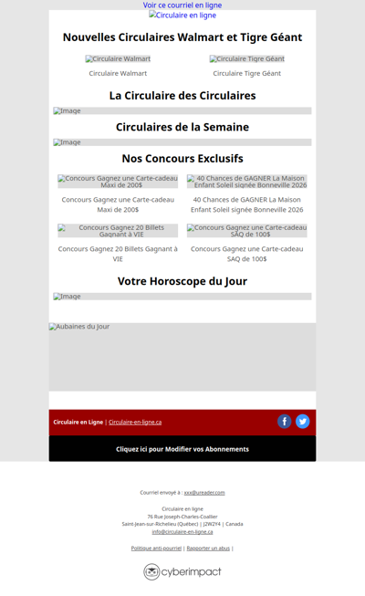Nouvelles Circulaires Walmart et Tigre Géant