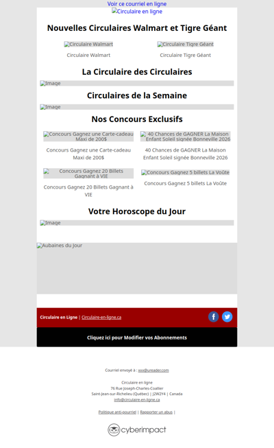 Nouvelles Circulaires Walmart et Tigre Géant