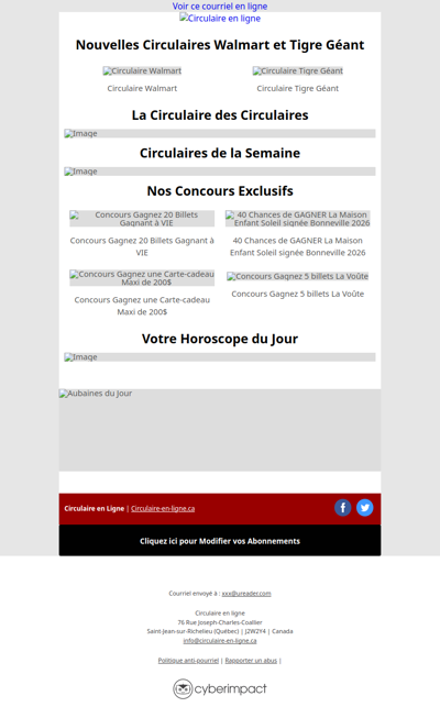 Nouvelles Circulaires Walmart et Tigre Géant