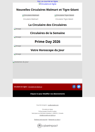 Nouvelles Circulaires Walmart et Tigre Géant
