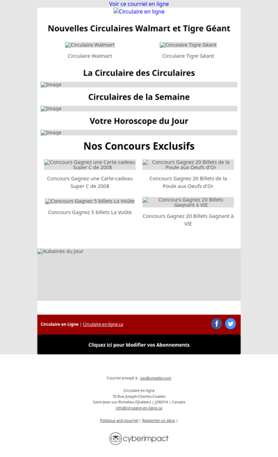 Nouvelles Circulaires Walmart et Tigre Géant