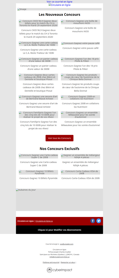 Nouveaux Concours🏆 Gagnez 150$ chez St-Hubert 😋