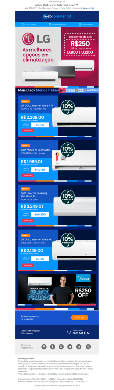 🚨 Alerta: Cupons de até R$250 OFF nas melhores marcas de Ar Condicionado!