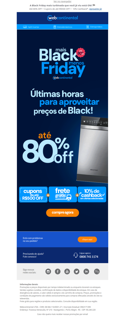 ⏰ Últimas horas para aproveitar preços de Black Friday! #MaisBlackMenosFriday