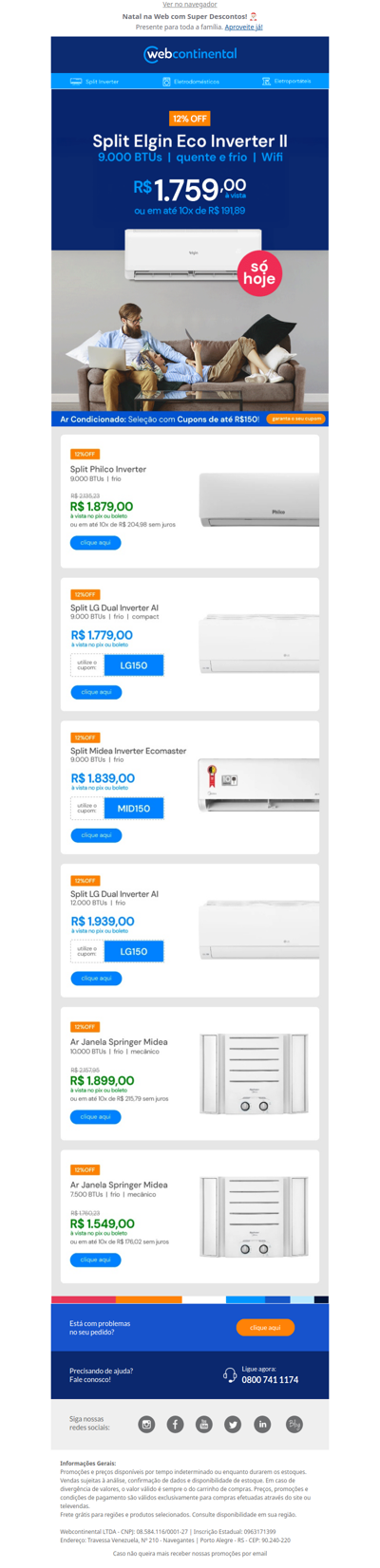 ❄️🌬️ Ar Condicionado: Seleção para fugir do calor a partir de R$1.749*!