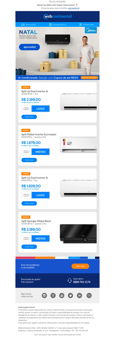 O calor continua? 🥵🌡️ Garanta seu Ar Condicionado com CUPOM aqui!