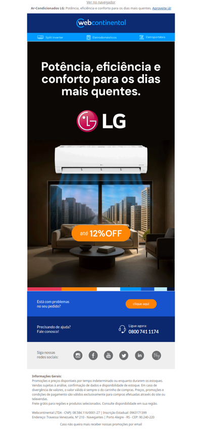 ❄️⚡ Conforto + eficiência para os dias mais quentes com Ar-Condicionado LG!