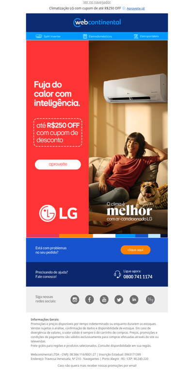 LG com cupom de até R$250 OFF ❄️ Mais conforto no seu dia a dia