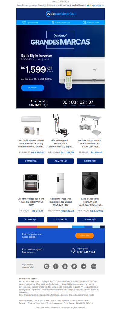 Ar Split 9.000 Btus a partir de R$1.599!* (só hoje)  🤑 e mais ofertas aqui — Confira!