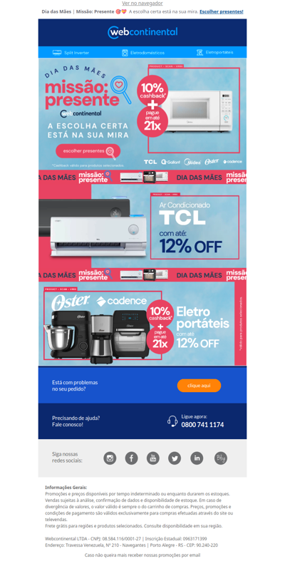 O presente perfeito em até 21x + 10% de cashback! 💝