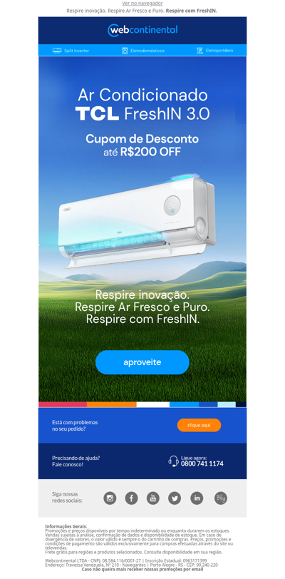 Respire inovação com o Ar Condicionado TCL FreshIN 3.0! 🍃