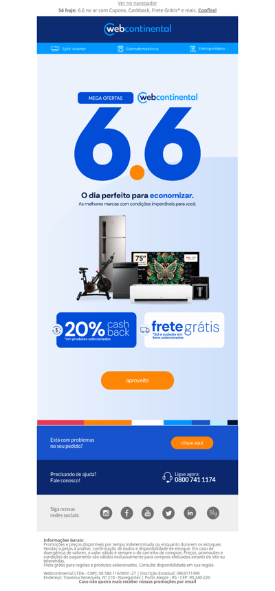 🔥 6.6 com Cupons + Cashback + Frete Grátis* e mais!