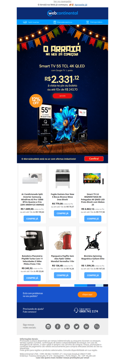 O Arraiá na Web continua com Super Ofertas! 🎉🌽