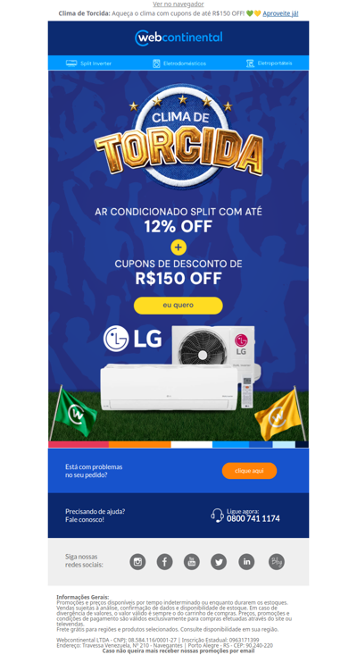 🚨 Cupons de até R$150 OFF para você comprar seu Ar LG hoje!