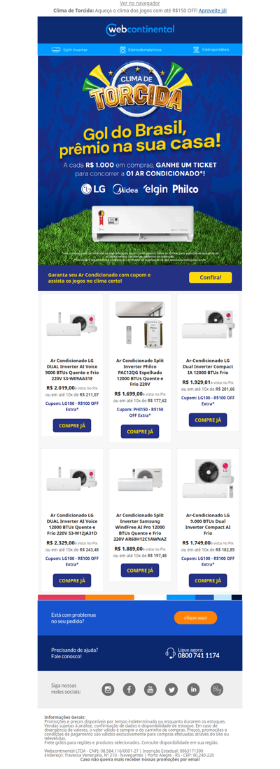 🔥 Cupons de até R$ 150 OFF para garantir seu Ar Condicionado hoje!