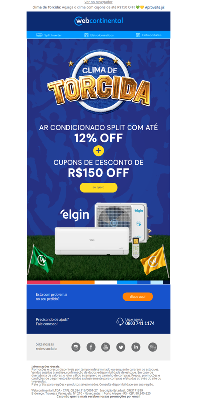 🔥 Seleção Elgin com cupom para você torcer no clima perfeito!