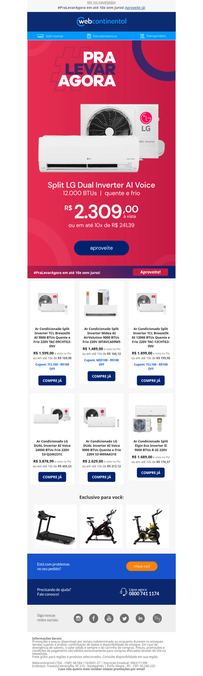 📢 #PraLevarAgora: Ar Condicionado Inverter a partir de R$1.489!*