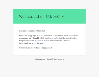 A Webszazas.hu fiókod elkészült!