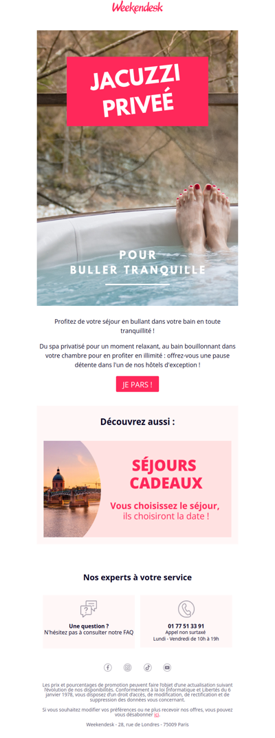 Séjours 100% détente avec jacuzzi privé dès 70€ la nuit 😏✨