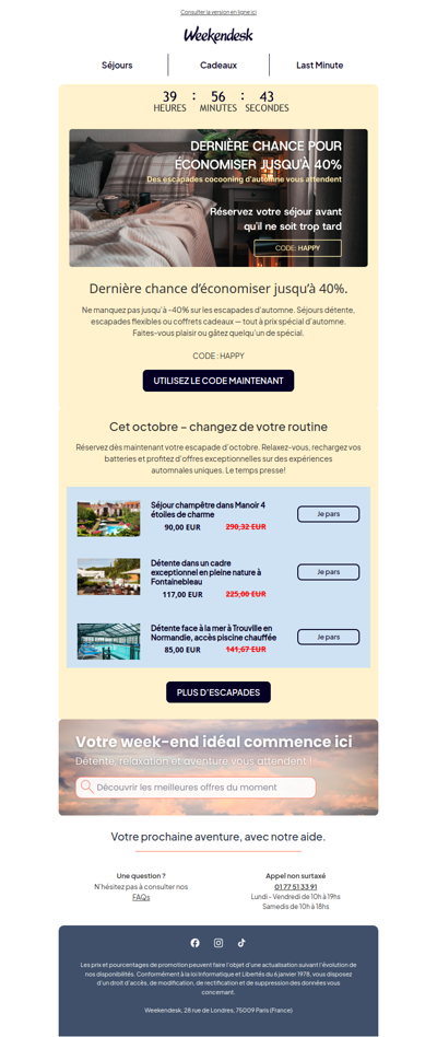 ⏰ Dernières 36 heures pour économiser 40% – Réservez maintenant